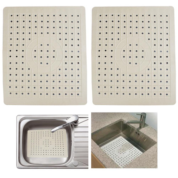 2 Pack Kitchen Sink Mat Drain Pad Protector 10 x 12 Non-Slip