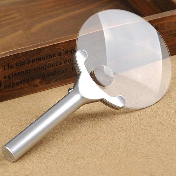 2x 6x 130mm Handheld Portable Illumination Hand Magnifier Magnifying Glass Loupe Tool With 2 Led 3178