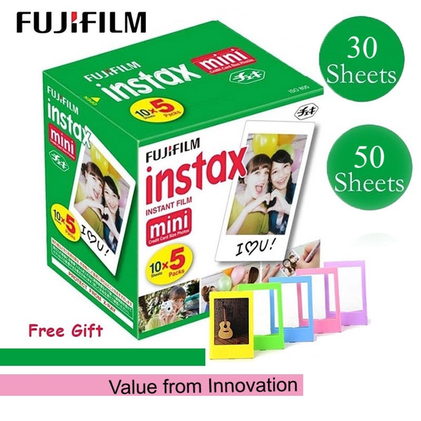 30/50Hojas Fuji Film Instax Mini Película Blanca Papel Fotográfico