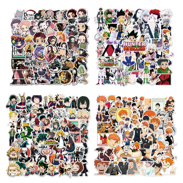 50pcs Anime Hunter X Hunter Demon Slayer Kimetsu No Yaiba Haikyuu Pvc Waterproof Sticker For Luggage Laptop Motorcycle Decor Wish