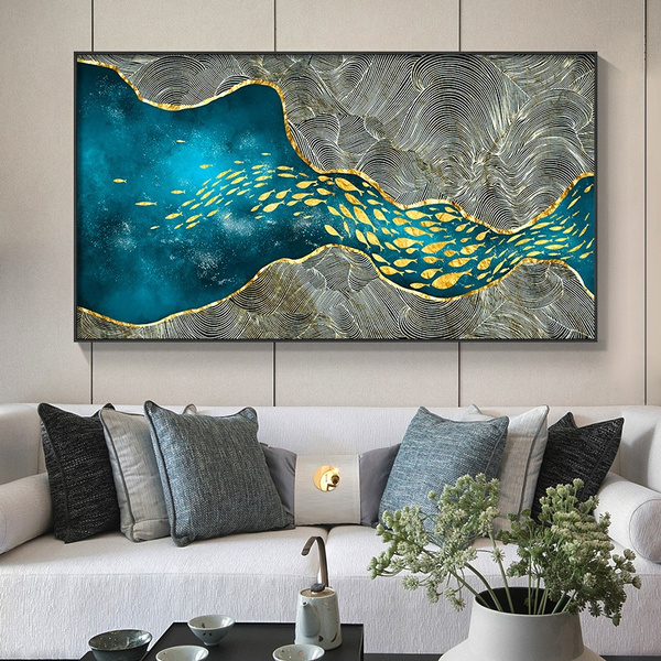 Fish Abstract Poster Modern Canvas Print Living Room Decoration Wall Picture 