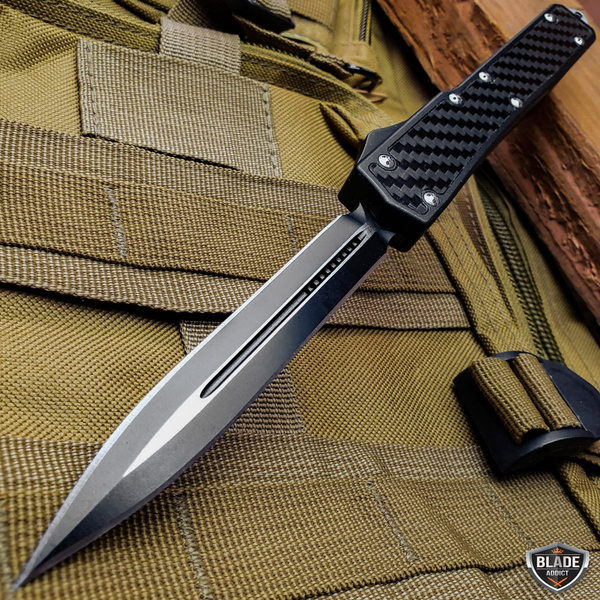 Carbon Fiber Tactical Knife Adjustable Switchblade Flick Knife OTF