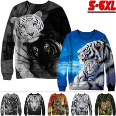 Plus Size, Long Sleeve, Sweaters, Tiger