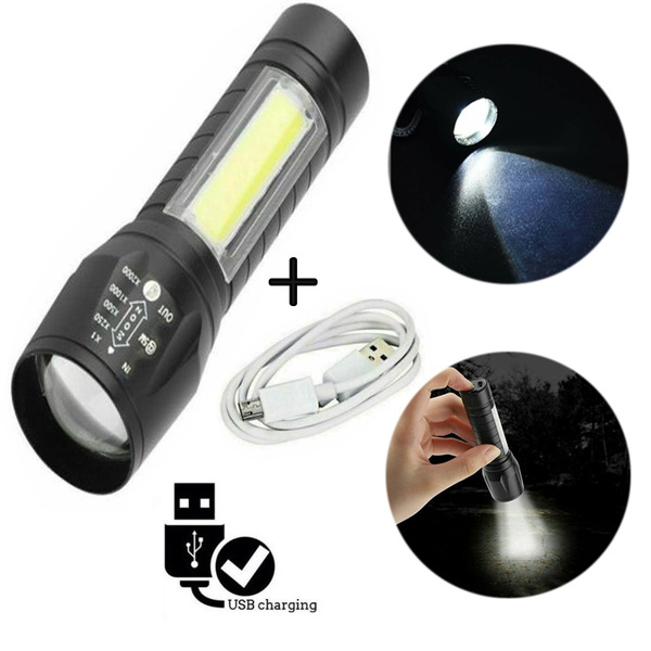 T6 COB LED Flashlight Torch USB Rechargeable Lamp Light Camping Sports Portable 