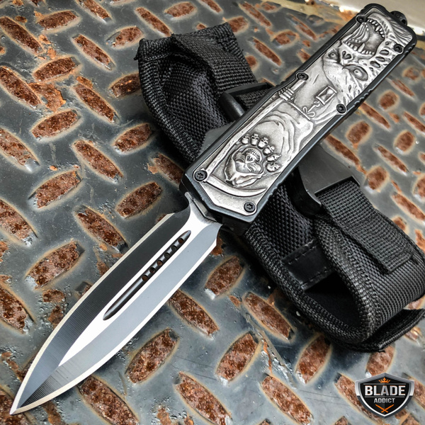 Grim Reaper Stonewash Safety Cutting Knives OTF Auto Spring Assisted Open Knife EDC Survival