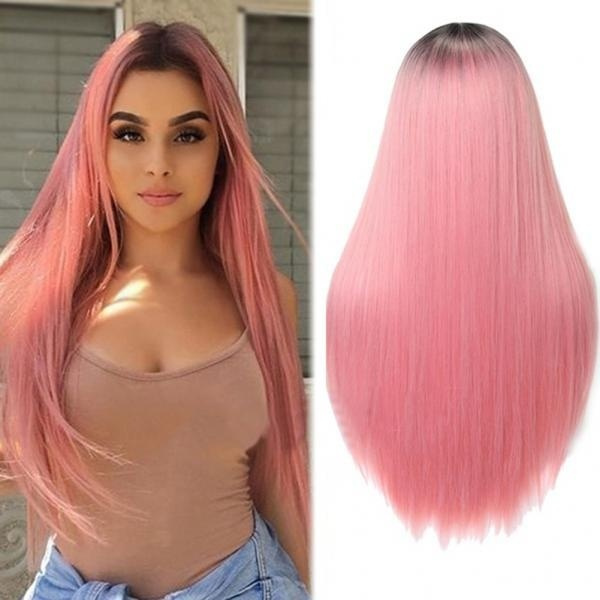 Natural Straight Hair in Light Pink