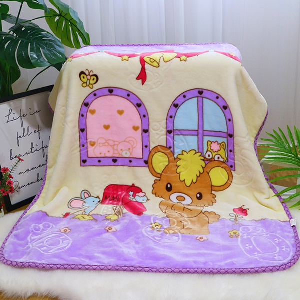 Sunnyhome Baby Blanket Colorful Lively Blooms for Kids Autumn and Winter Thick Blanket W59x47L