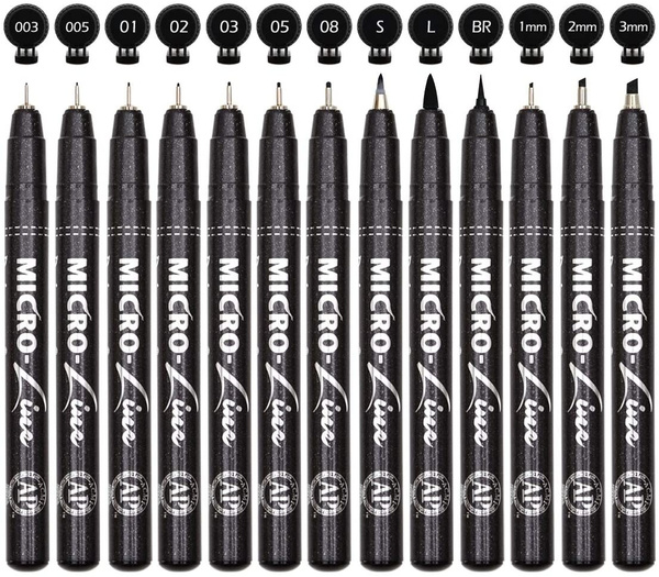 Black Micro-Pen Fineliner Ink Pens, Waterproof Archival Ink