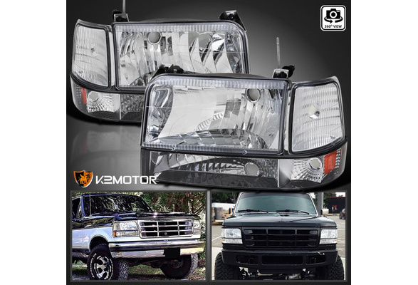 Fits 1992-1996 Ford F150 F250 F350 Bronco Headlights+Bumper+Corner