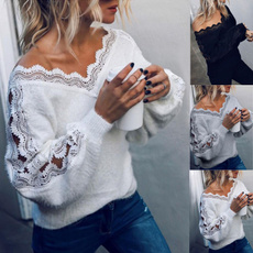 Women Sweater, Lace, pullover sweater, Long Sleeve