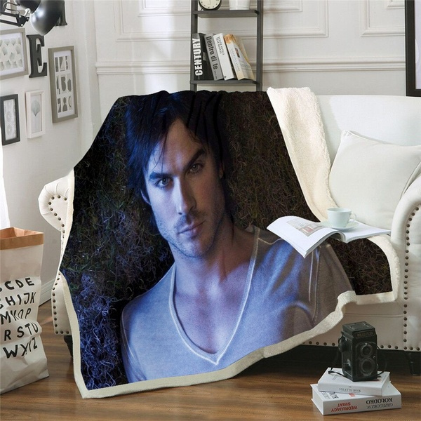 Sofa Bed Blanket Super Soft Warm Damon Salvatore Vampire Diaries 3D