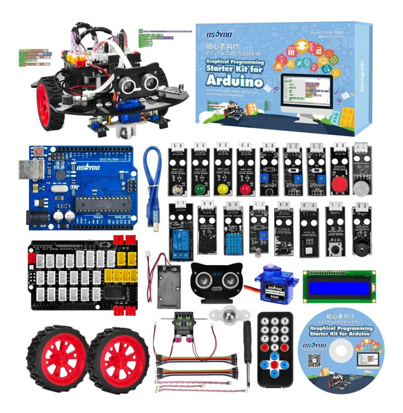 OSOYOO Graphical Programming Robot Car Starter Kit for Arduino Uno, Easy  24-Step Tutorial, Begins fromHello World Project up to Advance, STEM  Mechanical Motorized Robotics for Kids Teens Adults