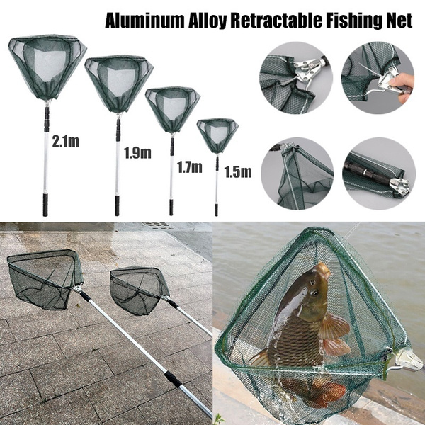 Aluminum Alloy 150/170/210cm Folding fishing Brail net Telescopic Fishing  Landing Net scoop net