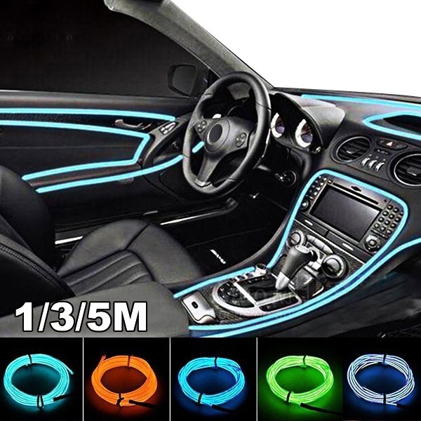 Car 12V LED Cold Lights Flexible Neon EL Wire Auto Lamps on Car Cold
