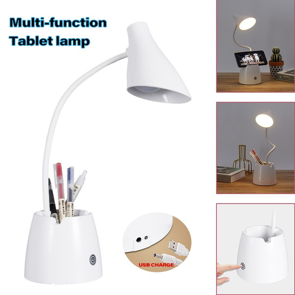 USB Rechargeable Touch Sensor Cordless LED Light Desk Table Reading Lamp-WhiteHL 