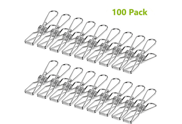 100 Pack Clothes Pegs, Stainless Steel Laundry Hanging Clothesline