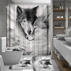 decoration, Bathroom, art, wolfshowercurtain