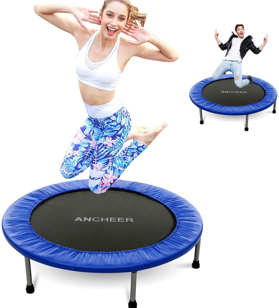 Goplus 38'' Mini Folding Trampoline Portable Recreational Fitness Rebounder  Blue 