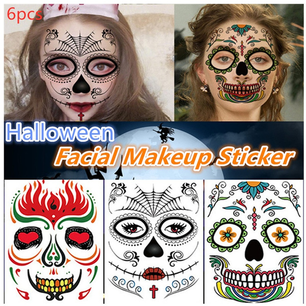 Temporary Face Tattoos Funny - Waterproof Costume Makeup Temporary Face Tattoos Funny - Waterproof Costume Makeup
