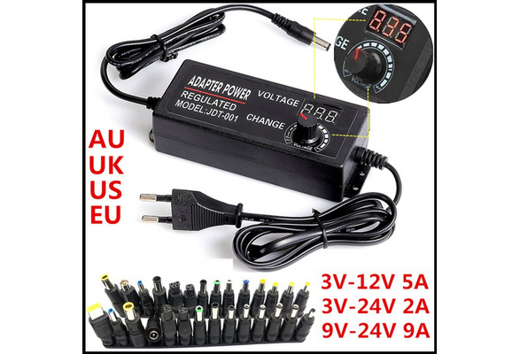 AC Adjustable Volt Power Supply 3V-24V 3A AC DC 8 Plug Connect Universal Adapter 
