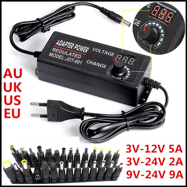 24V US Plug Adjustable DC Power Supply Adapter Charger Variable Voltage 3V 