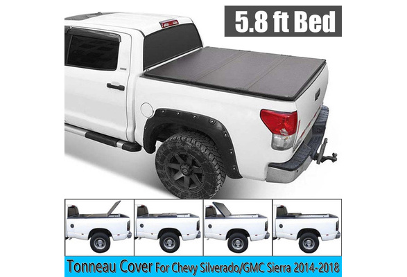 5 8ft Lock Hard Tri Fold Tonneau Cover For 2014 2018 Chevy Silverado Gmc Sierra Wish