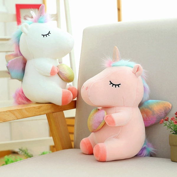 25cm Lovely Soft Mermaid Unicorn Plush toy Stuffed Round Fat Unicornio  Sequin pink Heart Glow Angel Horse Toy Gift for Girl | Wish