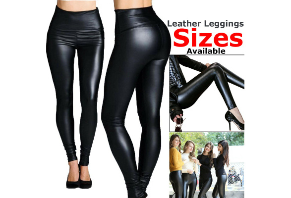 Pvc Wet Look Leggings Women/'s Black High Waist Pants Girls Leggings