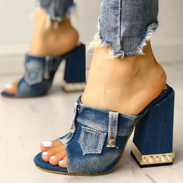 Denim mules best sale