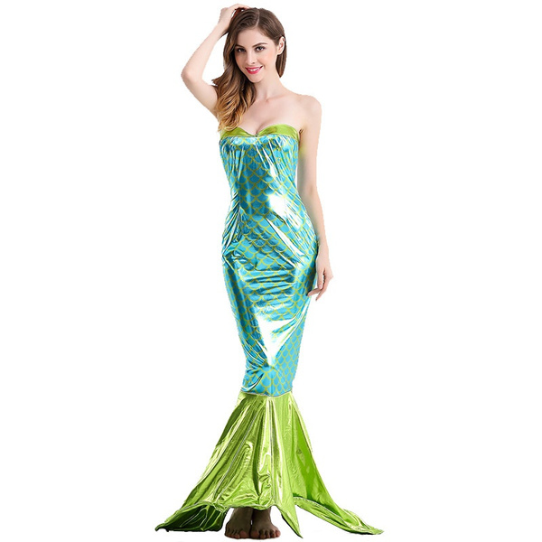 Plus Size Sexy Strapless Mermaid Fancy Dress Cosplay Costume For Adult