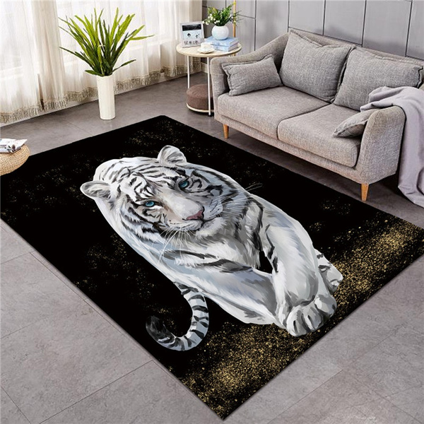 Tiger Baby Area Rug Watercolor Living Room Carpet Wild Animal Non-slip Rugs  Floor Mat Black White Rugs Fashion Carpet