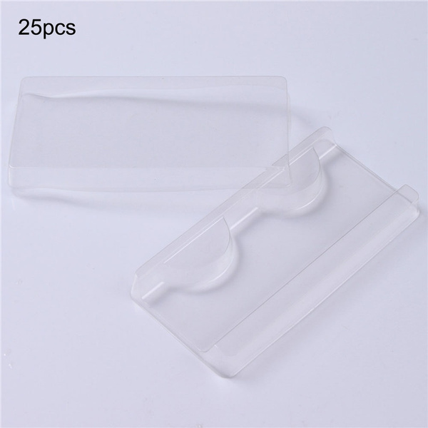 25pcs Packing Box for Eyelash Clear Lid Tray False Eyelashes Storage