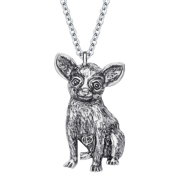 Antique Gold Chihuahua Dog Necklace 