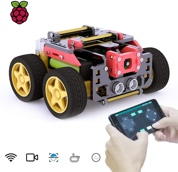 Adeept 4WD Smart Robot Car Kit for Raspberry Pi 4/3 Model B+/B/2B, DIY ...