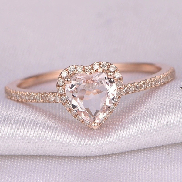 Rose gold heart wedding on sale ring