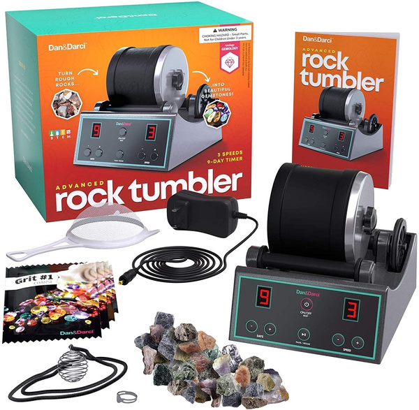  Advanced Professional Rock Tumbler Kit - with Digital 9-Day  Polishing Timer & 3 Speed Settings - Turn Rough Rocks into Beautiful Gems :  Great Science & STEM Gift for Kids All
