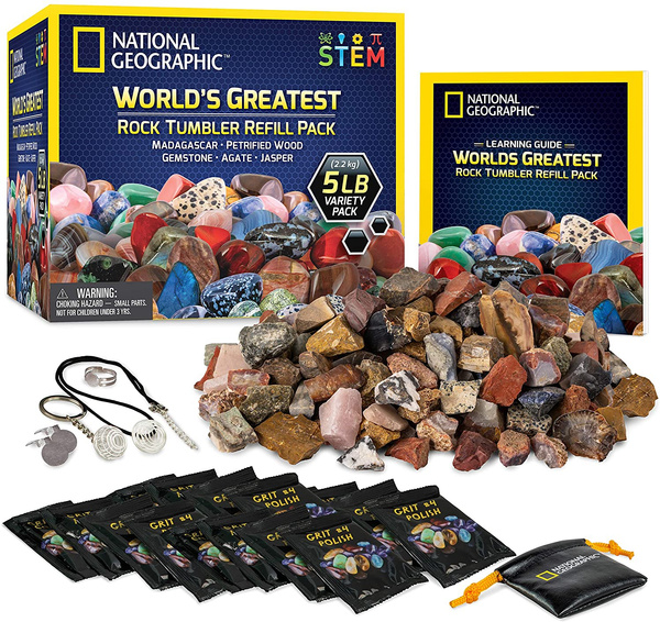 NATIONAL GEOGRAPHIC Rock Tumbler Refill – 5 Pound Mix of Rocks and