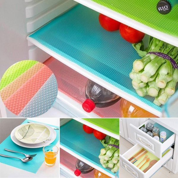 Cafurty 4 Pcs Refrigerator Mats, Fridge Mats Can Be Cut Refrigerator Pads  Fridge Pads Vegetable Fruits Fresh Pad Drawer Table Placemats Cabinet