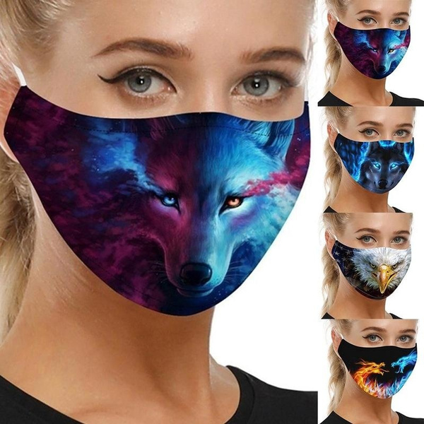 Unisex 3d Print Animal Wolf Cotton Mouth Mask Dust Proof Face Mask Men Women Outdoor Face Masks Wish