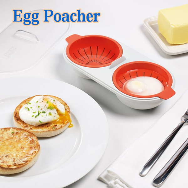 Microwave 2 Egg Poacher Non Stick Cooker Breakfast Sandwich Maker Cookware  Eggs