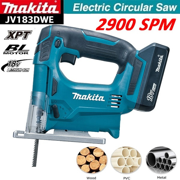 2021 Top Quality Makita JV183DWE 18V 2900spm Cordless Jig Saw Portable Multifunctional Woodworking Chainsaw Household Pull Flower Saw Manual Cutting