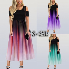 gradientcolor, Plus Size, women dresses, long dress