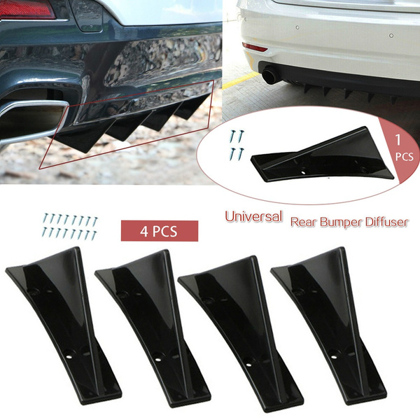 Carbon Fiber Look Car Rear Body Bumper Diffuser Shark Fin Curved