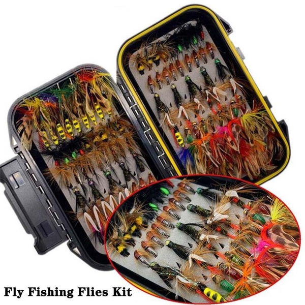 40-116Pieces/Box Outdoor Dry/Wet Fly Nymph Fly Lure Assotment Waterproof  Fly Box for Trout Fly Fishing Flies