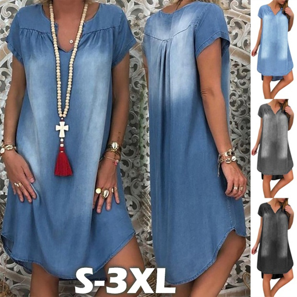 Vestido De Mujer Vestido De Fiesta De Mezclilla Con Cuello V Vestido De Mujer Vestido De Fiesta De Mezclilla Con Cuello V