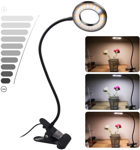 Clip on Light Reading Lights - 24 LED USB Book Clamp Light with 2 or 3  Color Modes, 10 Brightness Dimmer and Auto Off Timer, Eye Protection Kids  Desk Lamp, 360 ° Flexible Gooseneck Bed Night Light