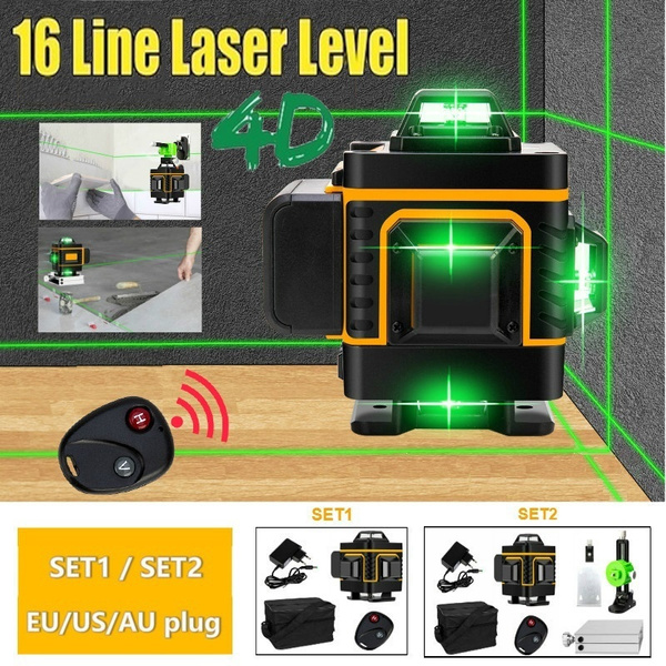 US Plug 16 Lines 4D Laser Level, Green Laser Line, Self Leveling