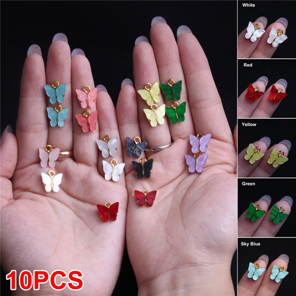 10Pcs/lot Fashion Alloy Butterfly Setting Resin Charms Cute DIY Animal