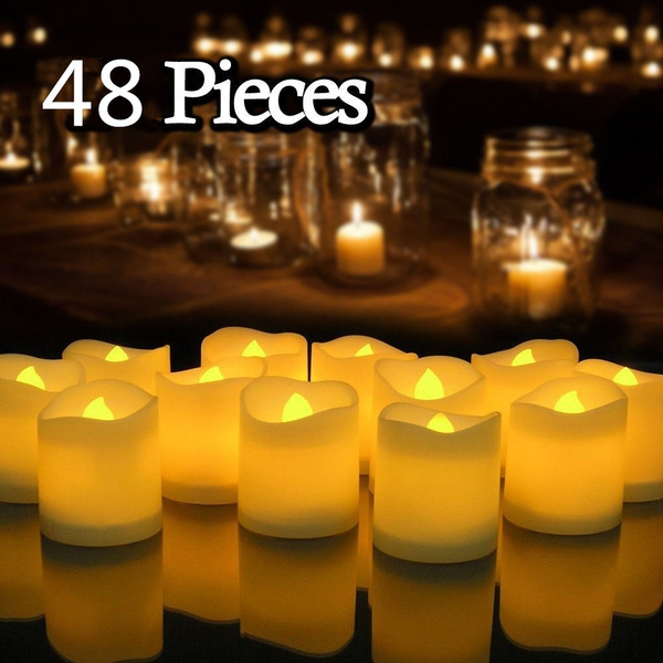 24/48/72PC Flameless Votive Candles Battery Operated Flickering LED Tea Light 