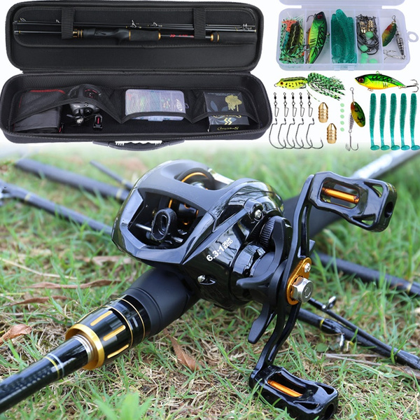 Sougayilang Fishing Rod Reel 5 sections Casting Fishing Rod and Baitcasting  with Carrying Case Lure Line Best for Fishing Beginner